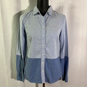 J. Crew Blue Colorblock Cotton Boy Fit Button Down Oxford Shirt